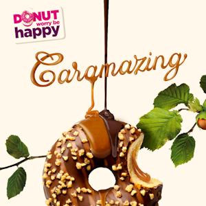 Donut Worry Be Happy donitsi karamellitäyte & suklaaraidat 48x77g, sulatettava pakaste (Donut Car