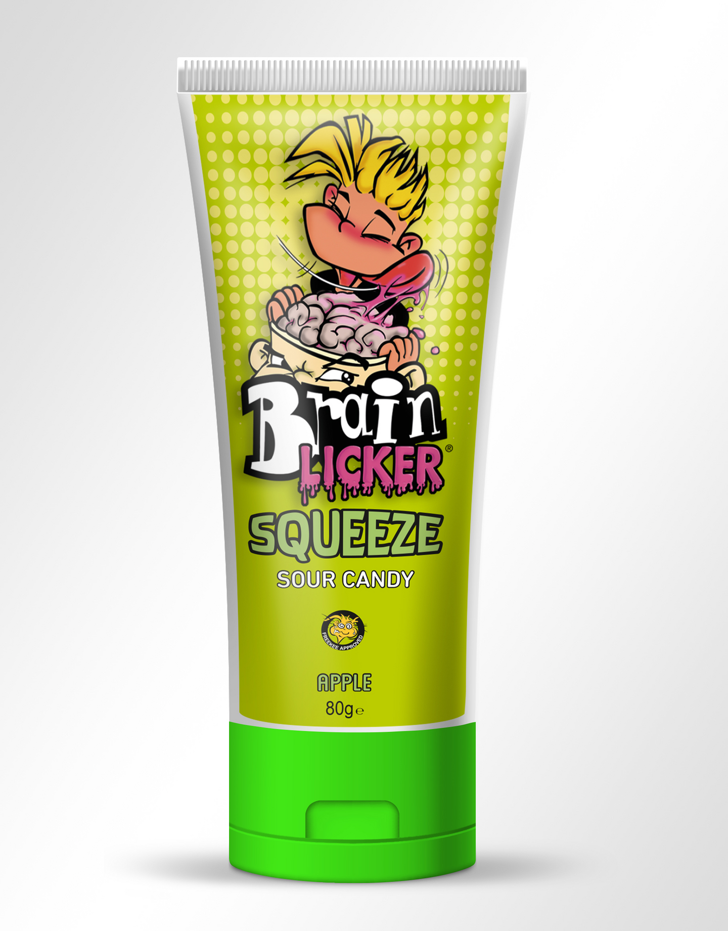 Satatukku Brain Licker Squeeze 80 g, Flytande konfekt med hallon, äppel och körsbärs smak.