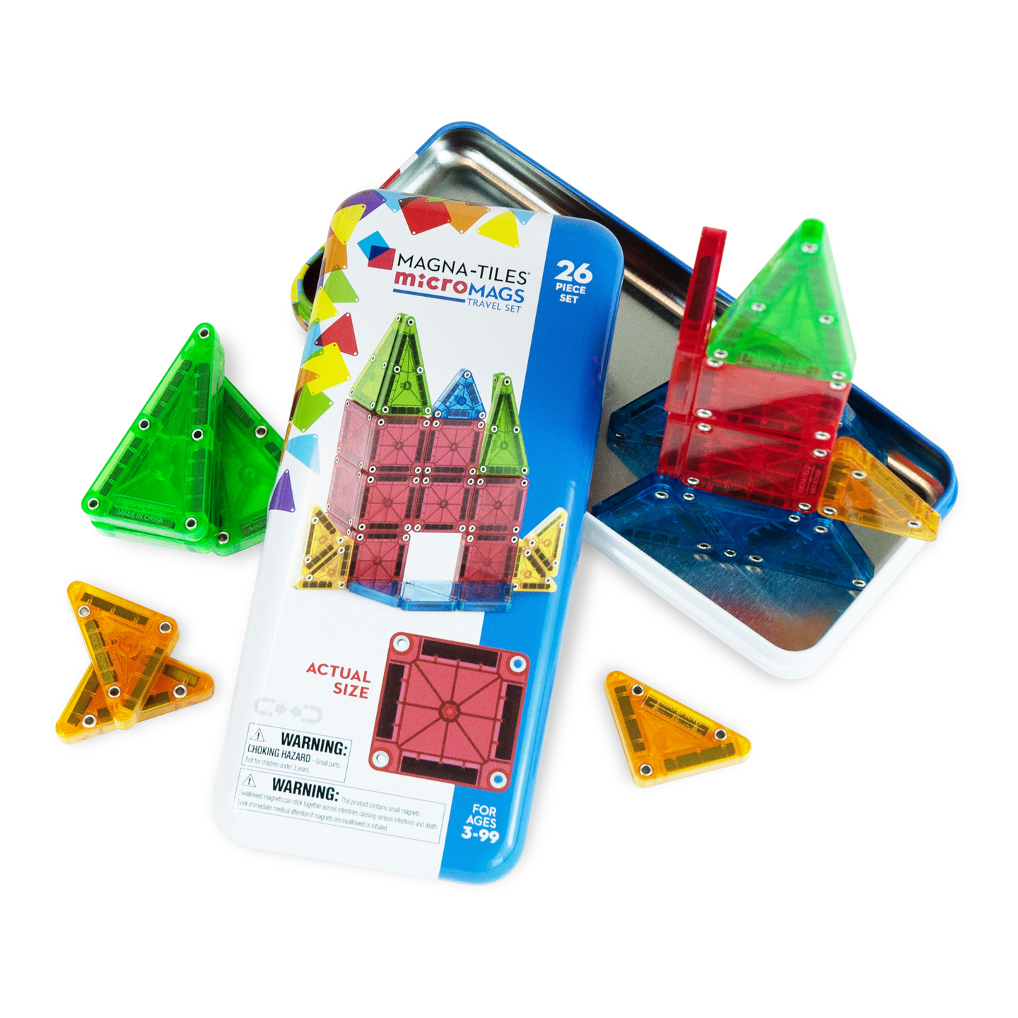MAGNA-TILES® microMAGS Travel Tin magn.rak.sarja, 26 osaa