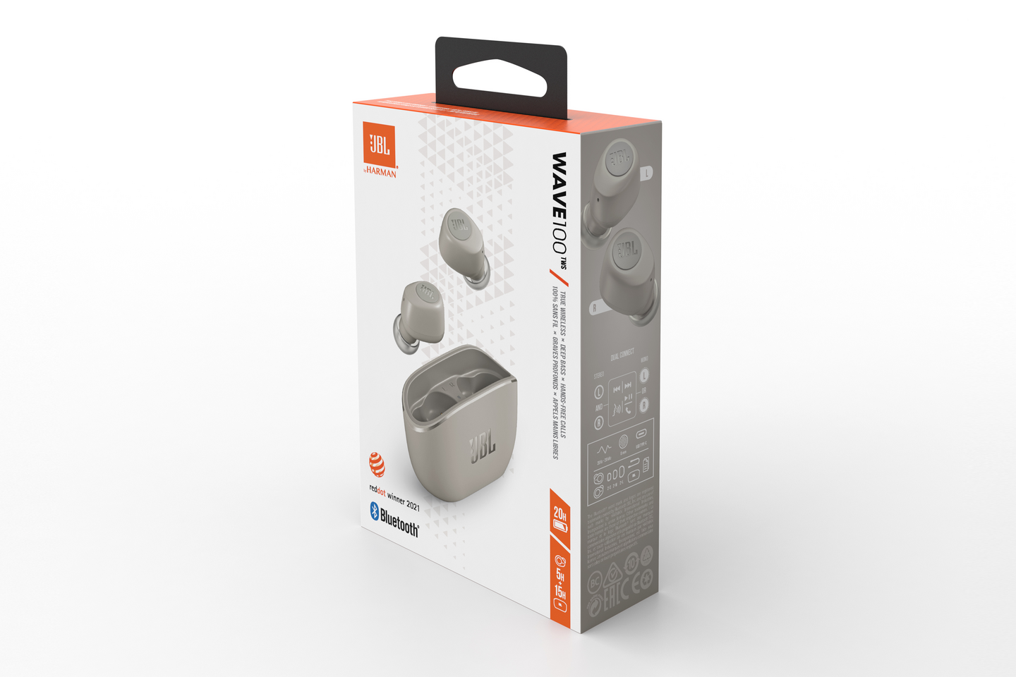 JBL Wave 100TWS langattomat nappikuulokkeet, luonnonvalkoinen