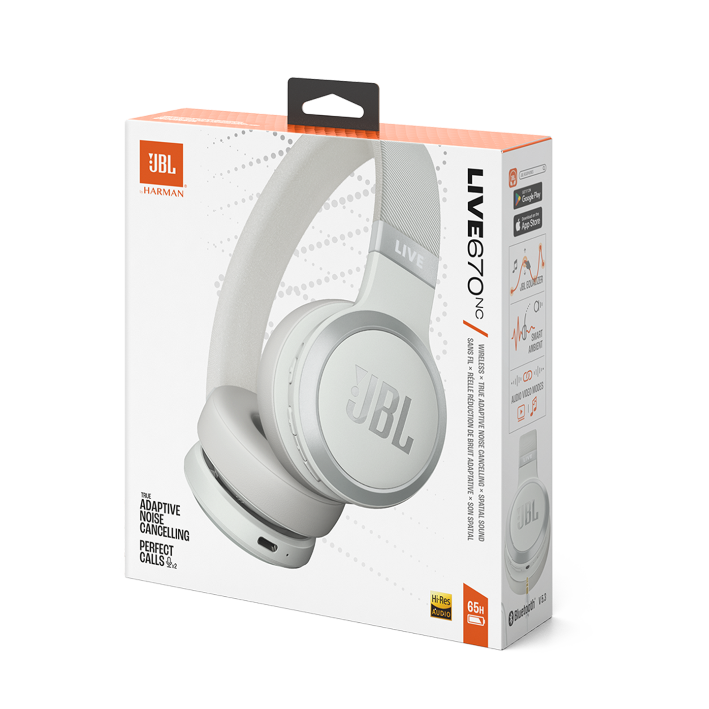 JBL Live 670NC -vastamelusankakuulokkeet, valkoinen
