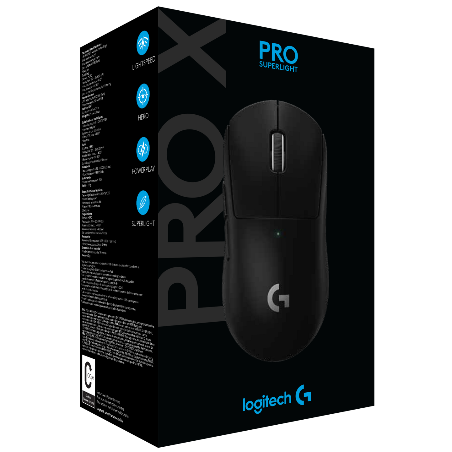 Logitech G Pro X Superlight -langaton pelihiiri, musta