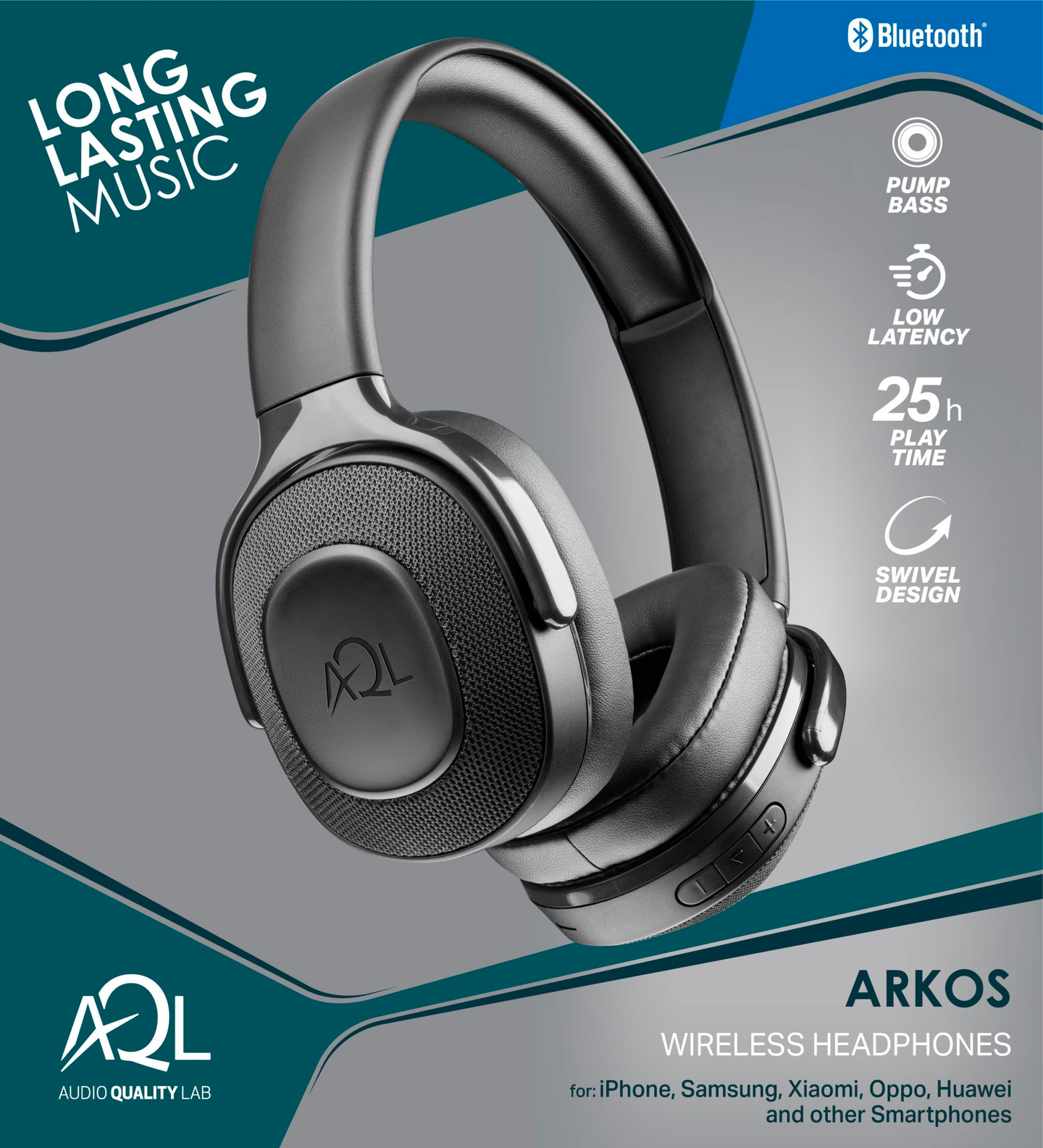 AQL Arkos -langattomat sankakuulokkeet, musta