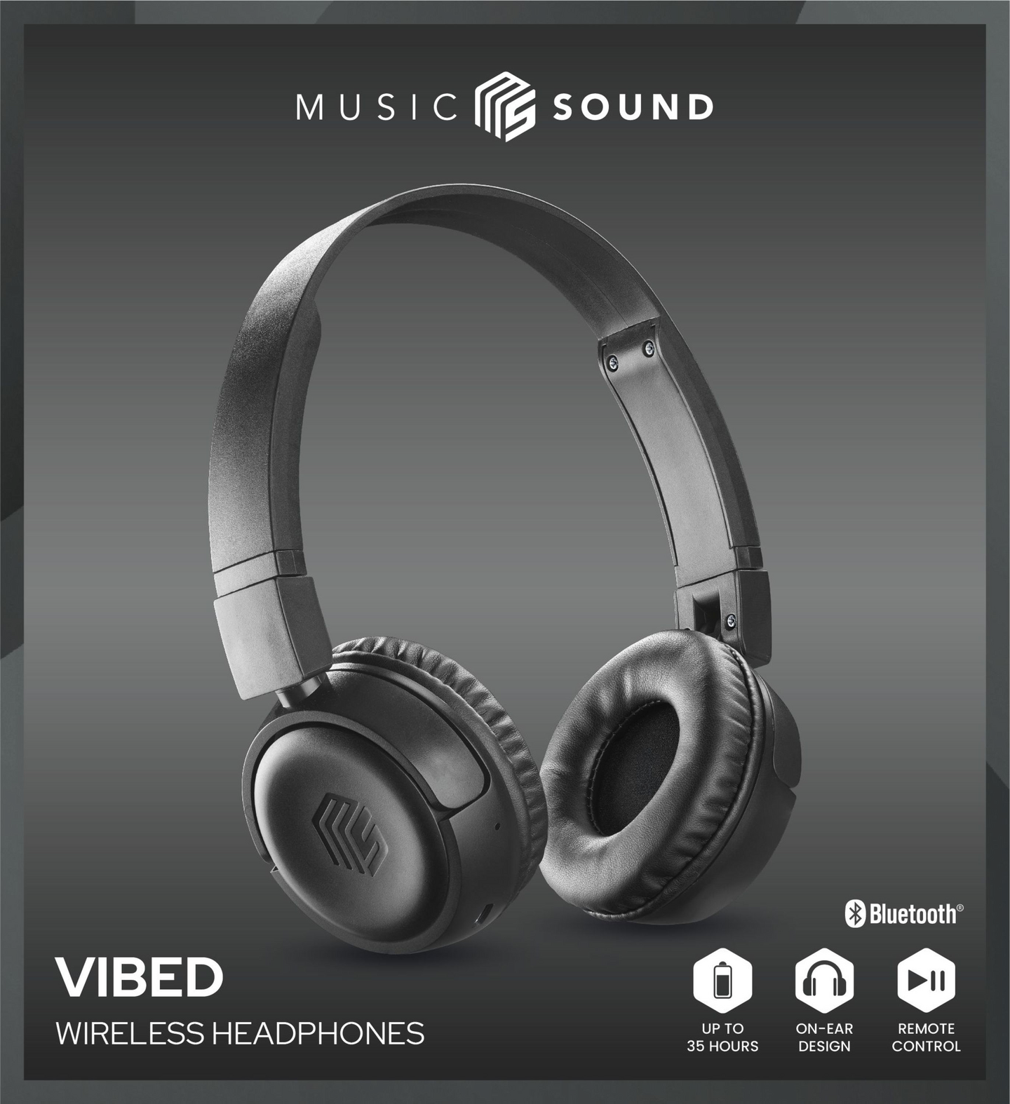 MusicSound Vibed -langattomat sankakuulokkeet, musta