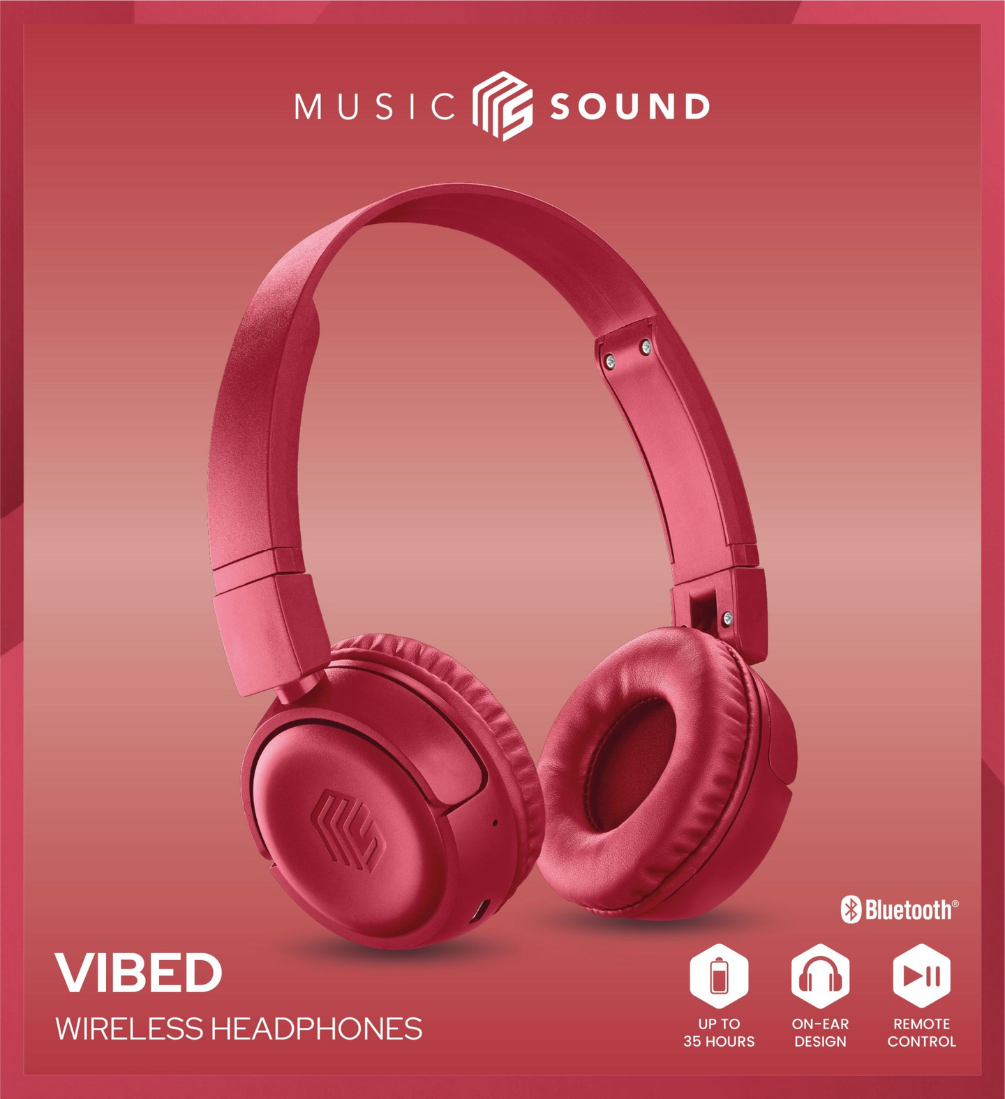 MusicSound Vibed -langattomat sankakuulokkeet, punainen