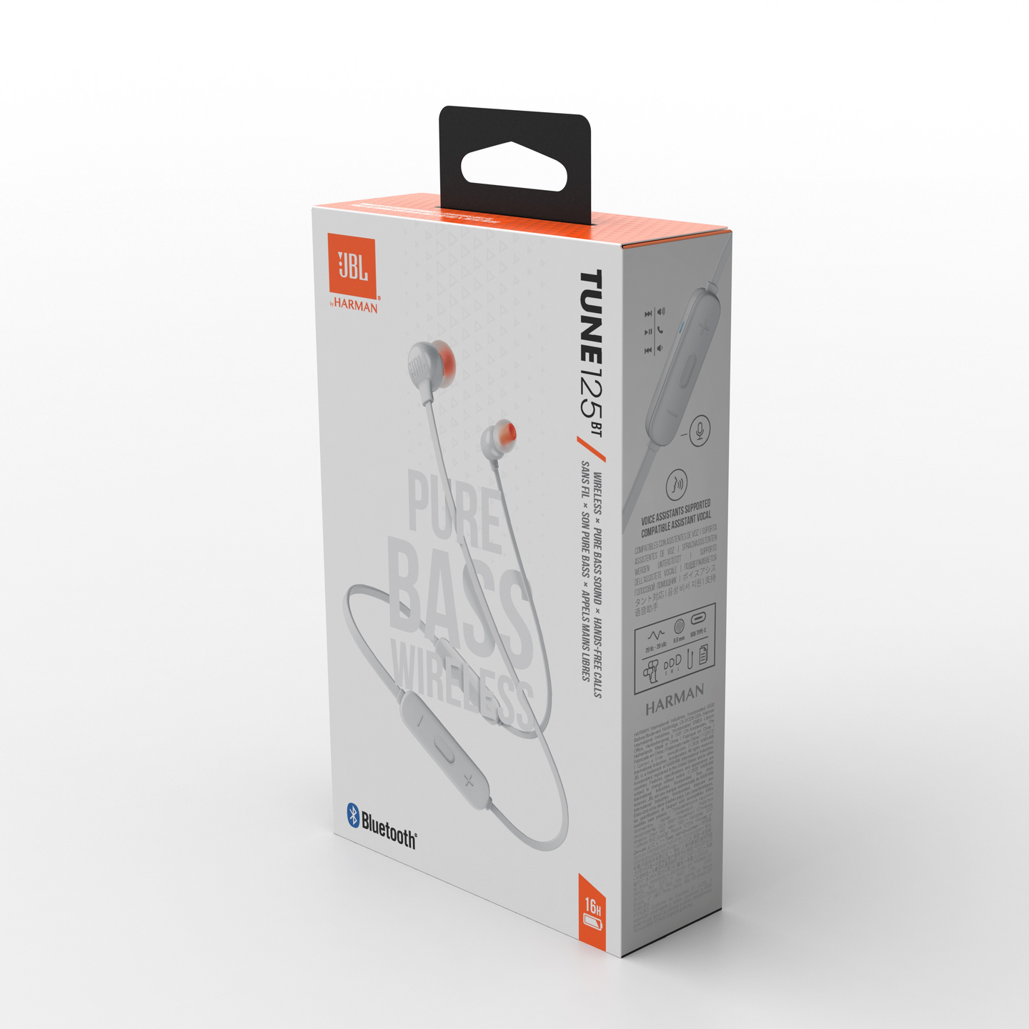 JBL Tune 125BT -Bluetooth-nappikuulokkeet, valkoinen