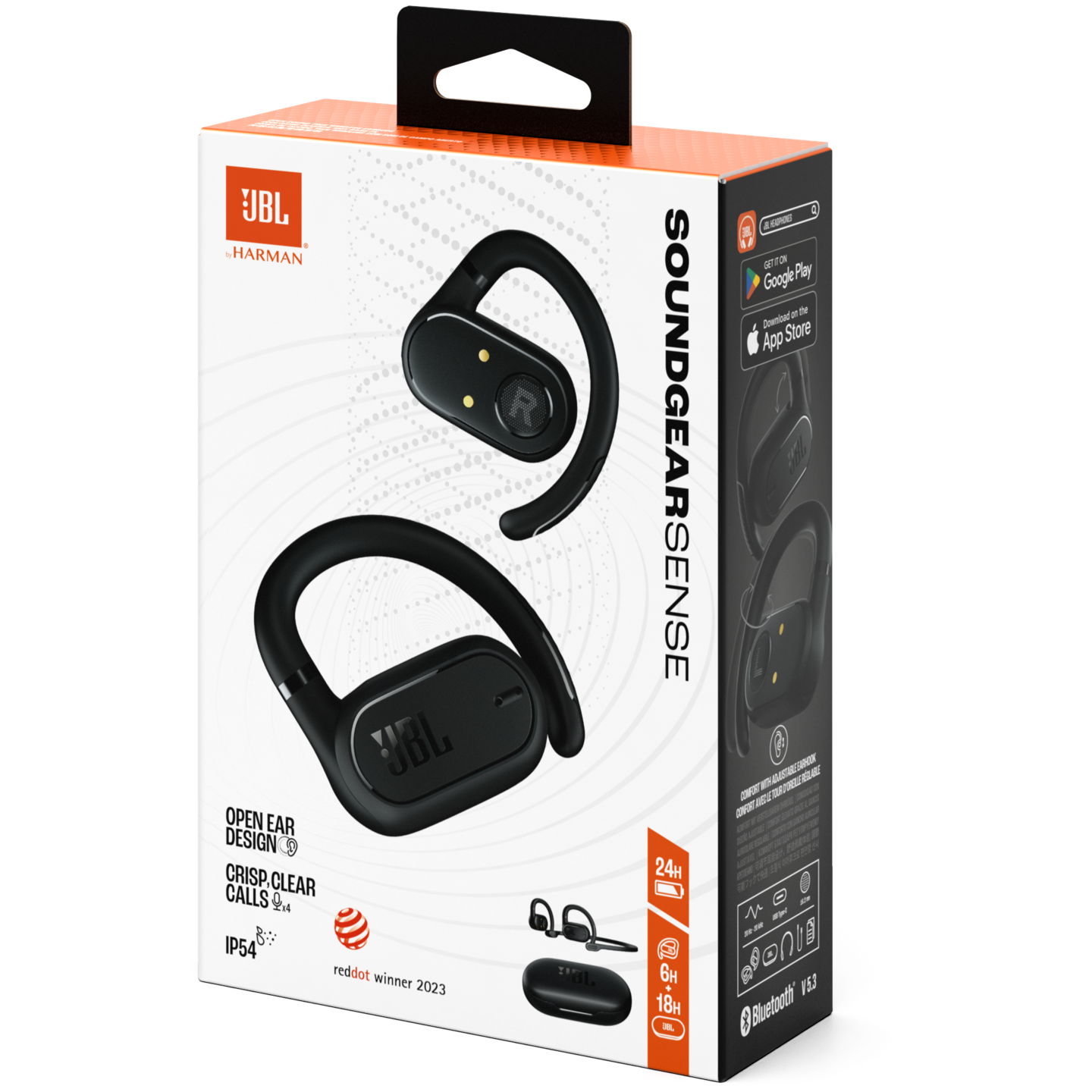 JBL SoundGear Sense -langattomat avoimet nappikuulokkeet, musta