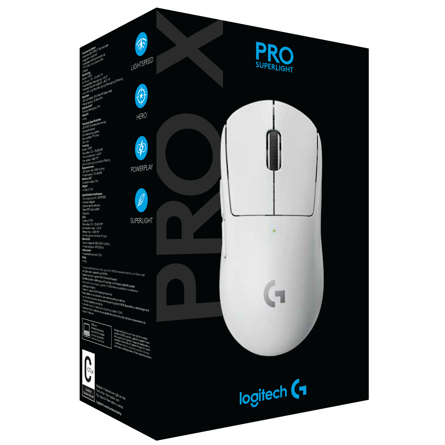 Logitech G Pro X Superlight -langaton pelihiiri, valkoinen