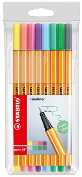 Stabilo kuitukärkikynä 8 kpl 0,4mm Point 8808 pastelli