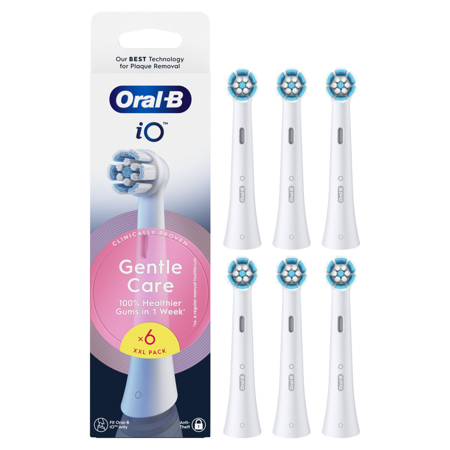 Oral-B iO Gentle Care -vaihtoharja, 6 kpl, valkoinen