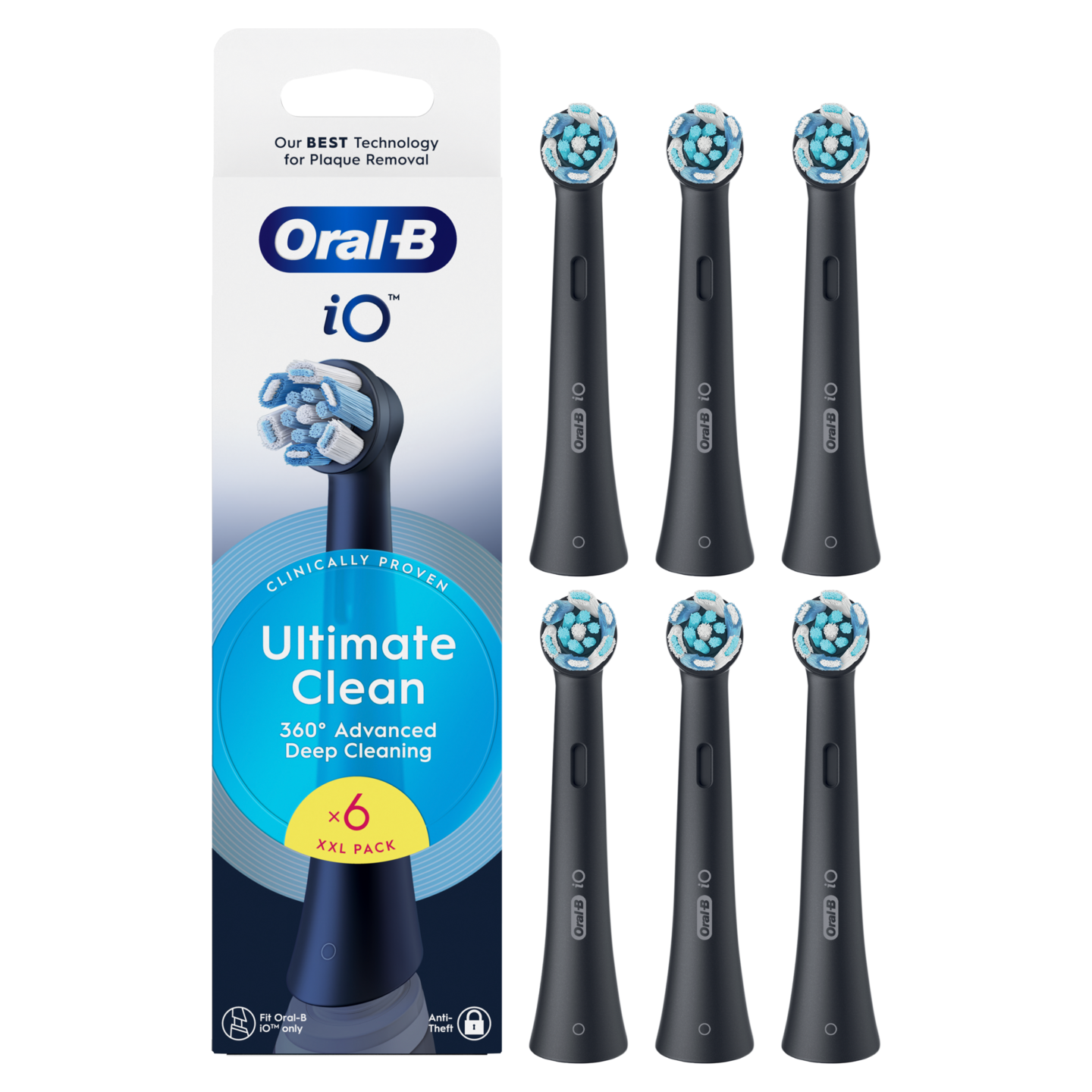 Oral-B iO Ultimate Clean -vaihtoharja, 6 kpl, musta