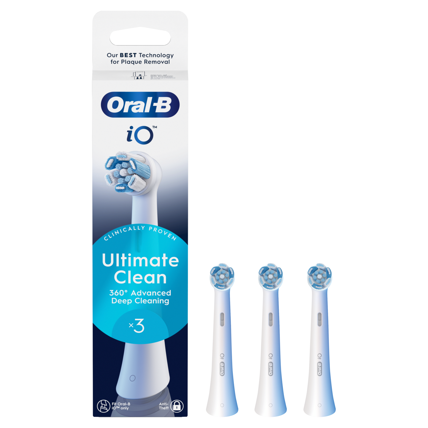 Oral-B iO Ultimate Clean -vaihtoharja, 3 kpl, valkoinen