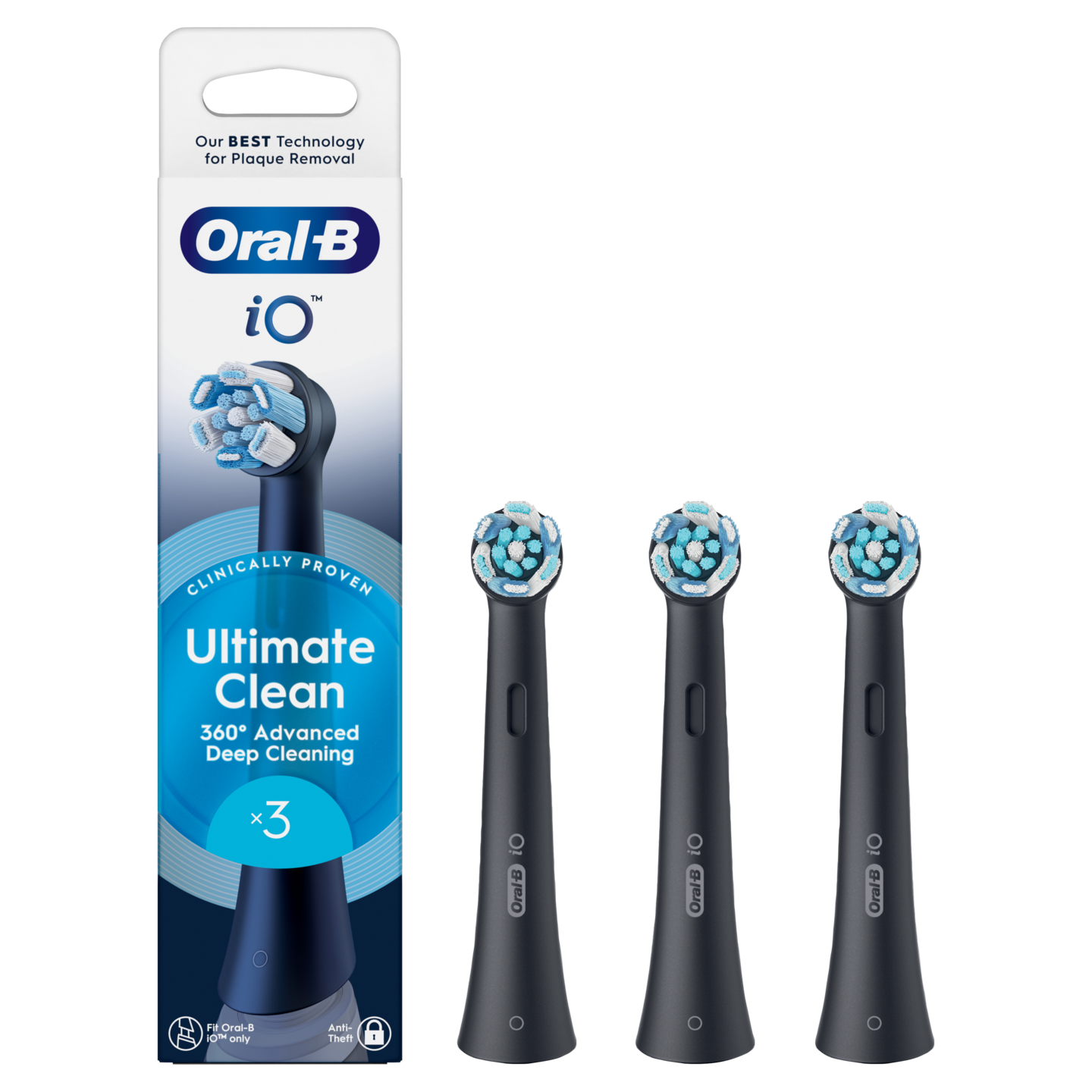 Oral-B iO Ultimate Clean -vaihtoharja, 3 kpl, musta