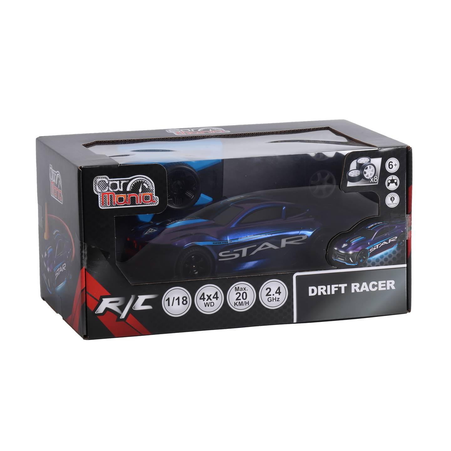 CAR MANIA 1:18 RC Kiihdytysauto 2.4G