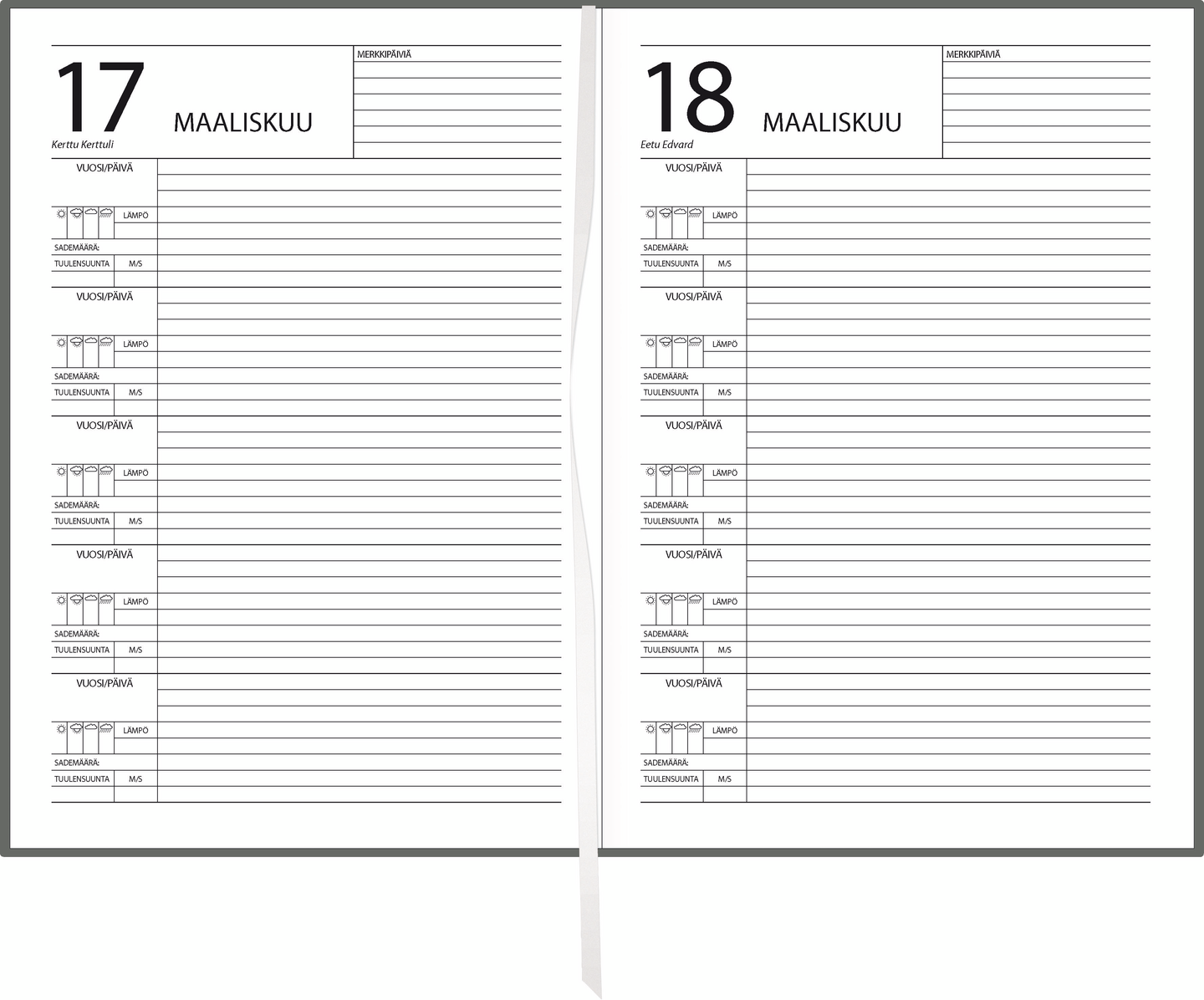 Ajasto, 5 v. pöytäkalenteri A5, päiväämätön harmaa