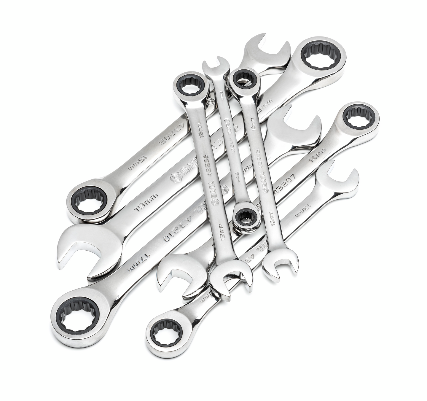 SATA räikkälenkkiavainsarja 8-19mm telineellä, 8-osaa