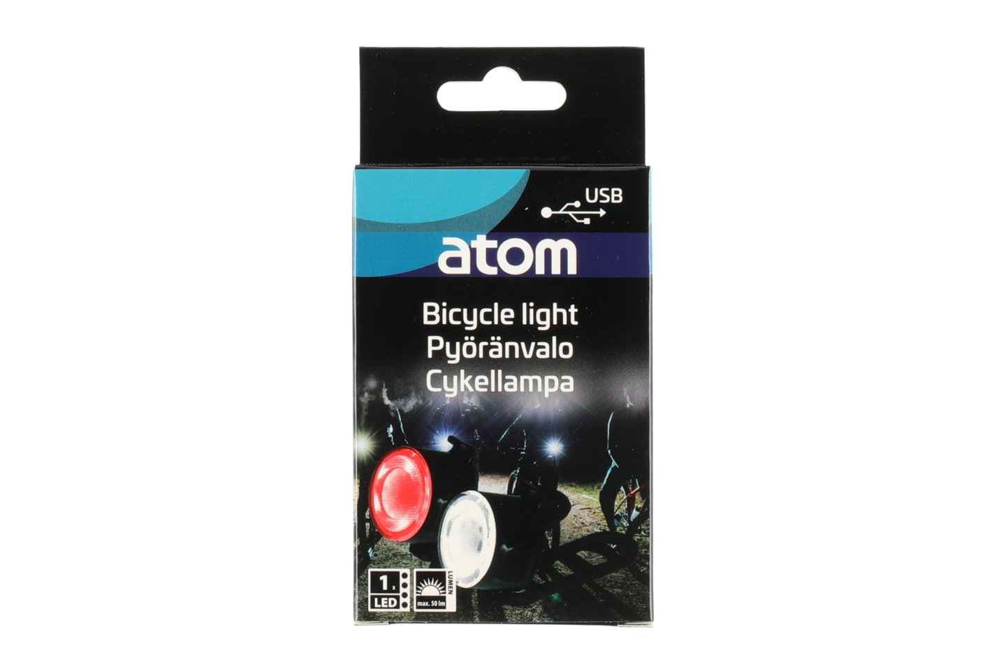 Atom Pyörän etu- ja takavalo ladattava