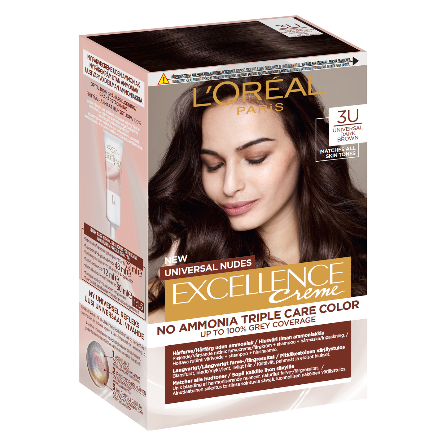 L'Oréal Paris Excellence Creme 3U Universal Dark Brown kestoväri ilman ammoniakkia 1kpl