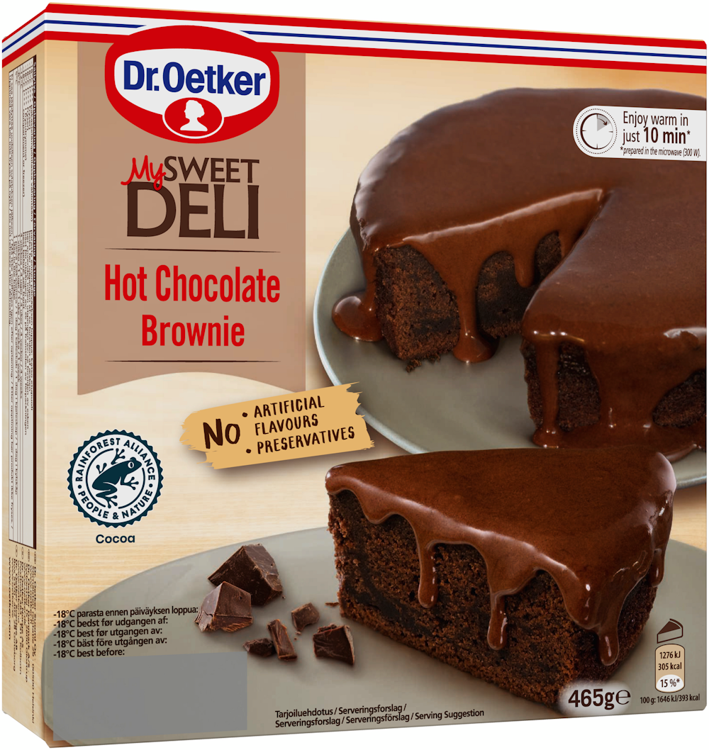 Dr. Oetker My Sweet Deli Hot Chocolate Brownie pakastekakku 465 g —  HoReCa-tukku Kespro