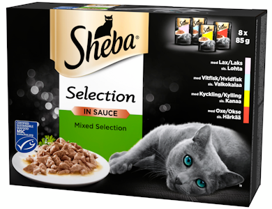 Sheba Selection 8x85g Valikoidut reseptit kastikkeessa MSC sertifioitu