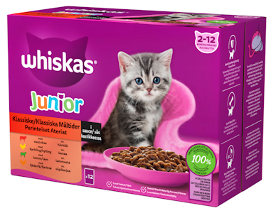 Whiskas Junior perinteiset ateriat kastikkeessa 12x85g