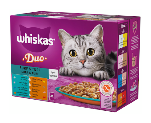 Whiskas 1+ Duo Surf and Turf Hyytelössä 12x85g