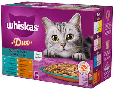 Whiskas 1+ Duo Surf and Turf Hyytelössä 12x85g