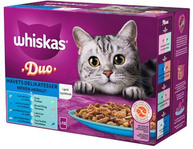 Whiskas 1+ Duo Meren Herkut Hyytelössä 12x85g