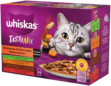 Whiskas 1+ Tasty Mix Maalaissekoitus kastikkeessa 12x85g