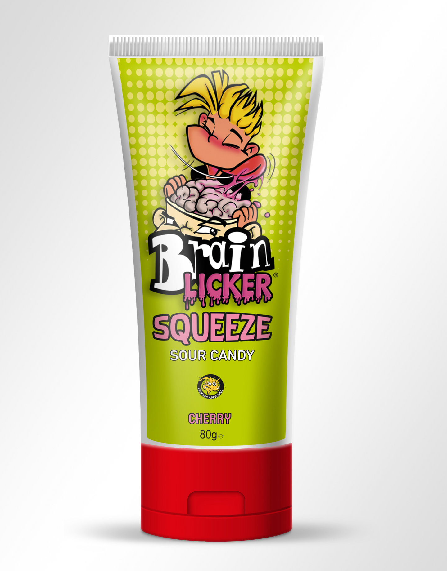 Satatukku Brain Licker Squeeze 80 g, Flytande konfekt med hallon, äppel och körsbärs smak.