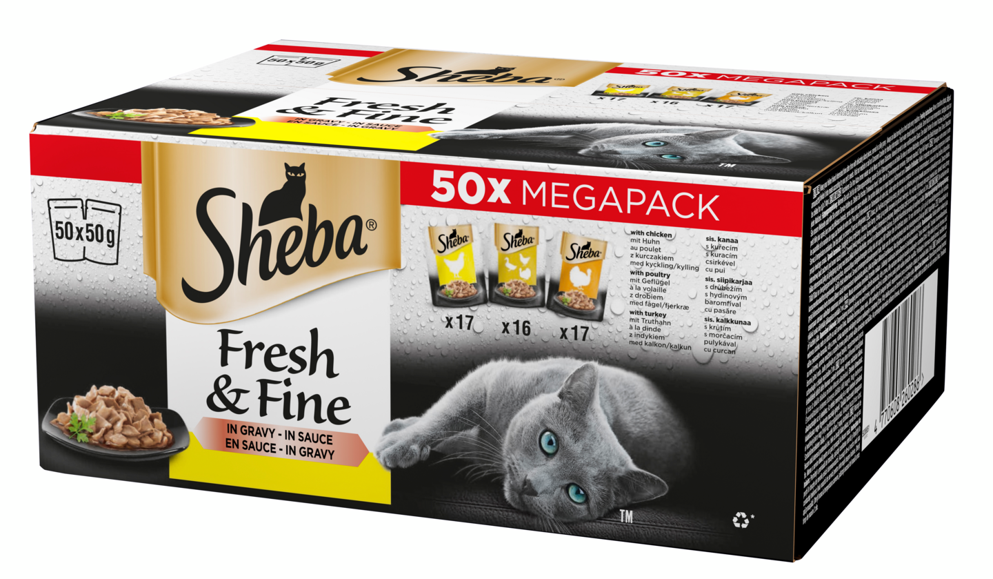 Sheba 50x50g Fresh&Fine Siipikarja kastikkeessa
