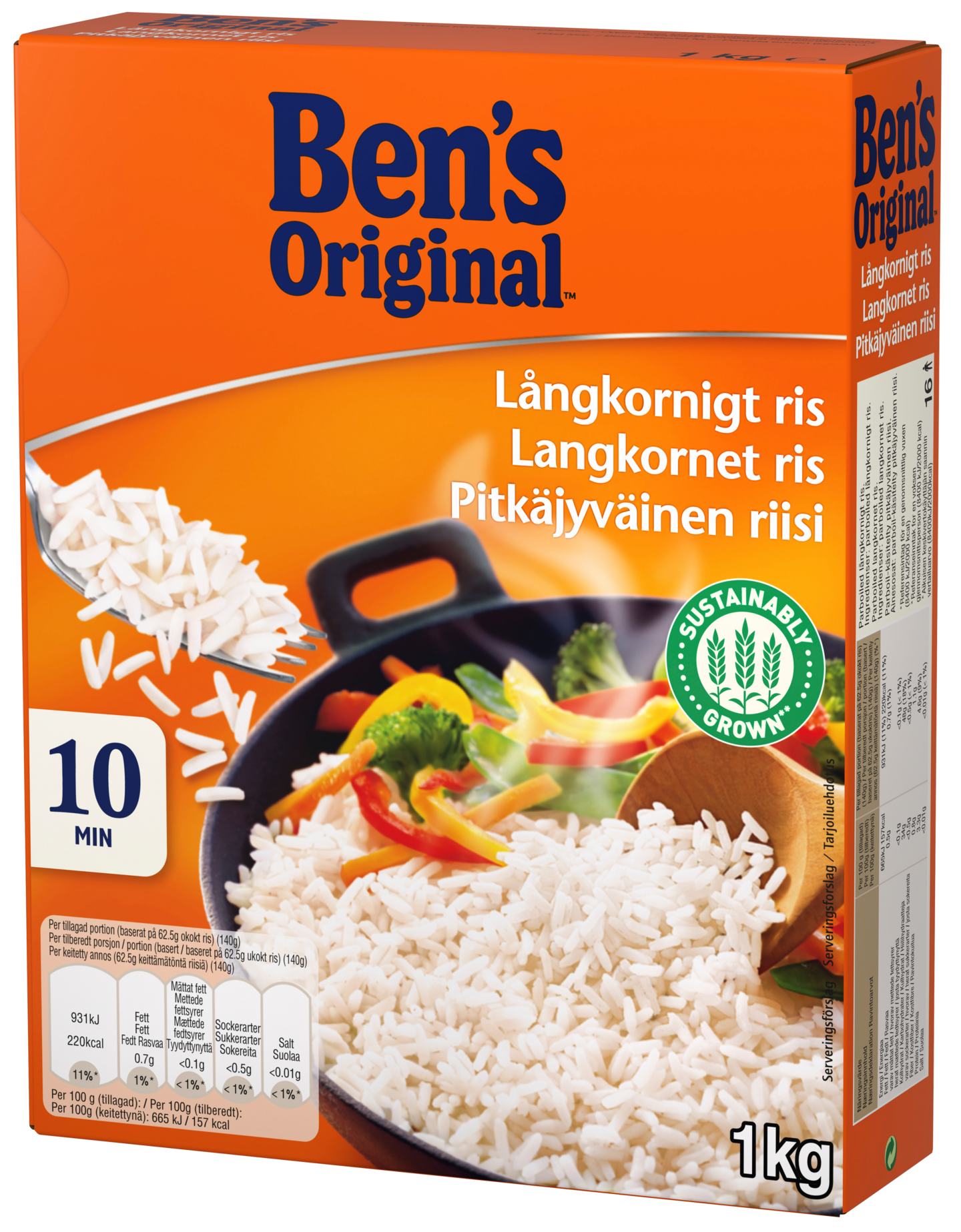 Ben's Original Pitkäjyväinen riisi 1kg PUOLILAVA
