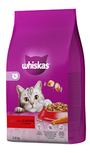 Whiskas 1+ kissan kuivaruoka 3,8kg härkä