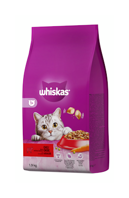 Whiskas 1+ kissan kuivaruoka 1,9kg härkä