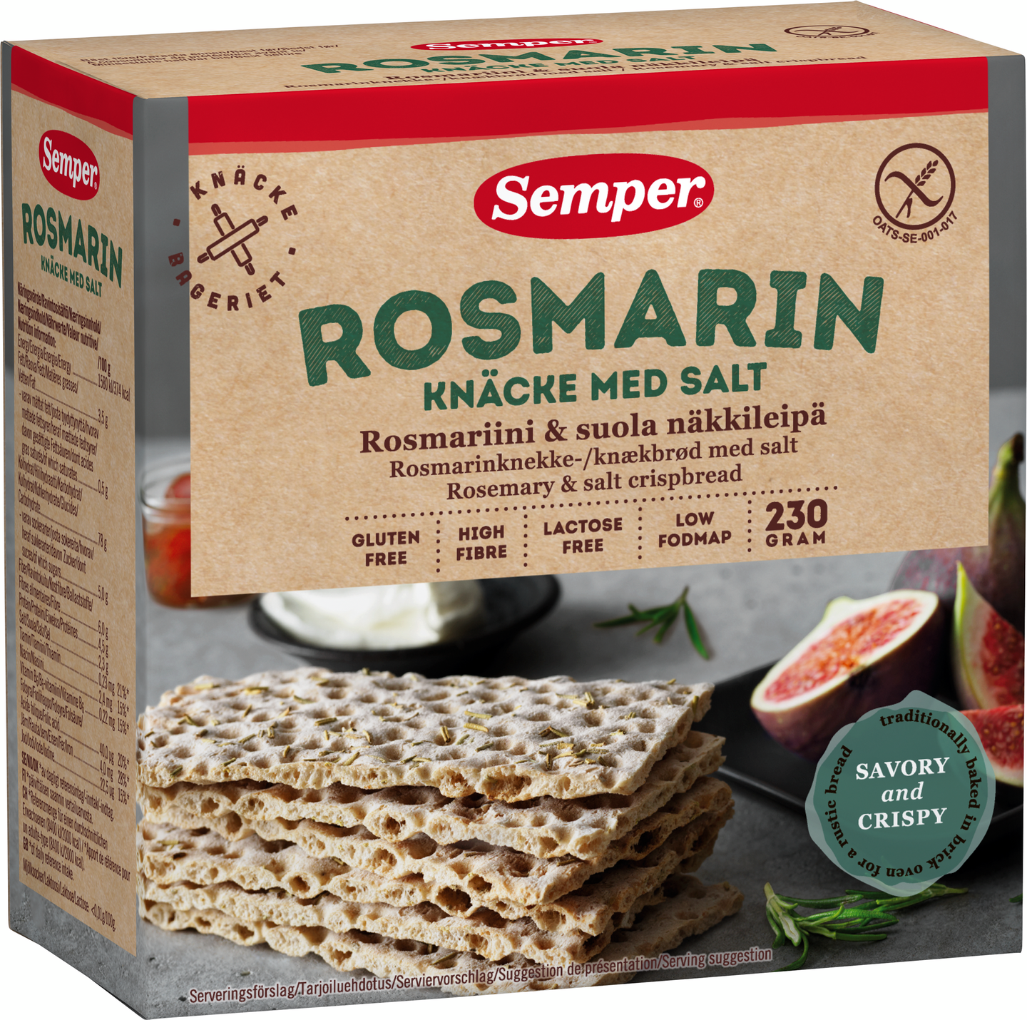 Semper näkkileipä 230g Rosmariini & Suola gluteeniton