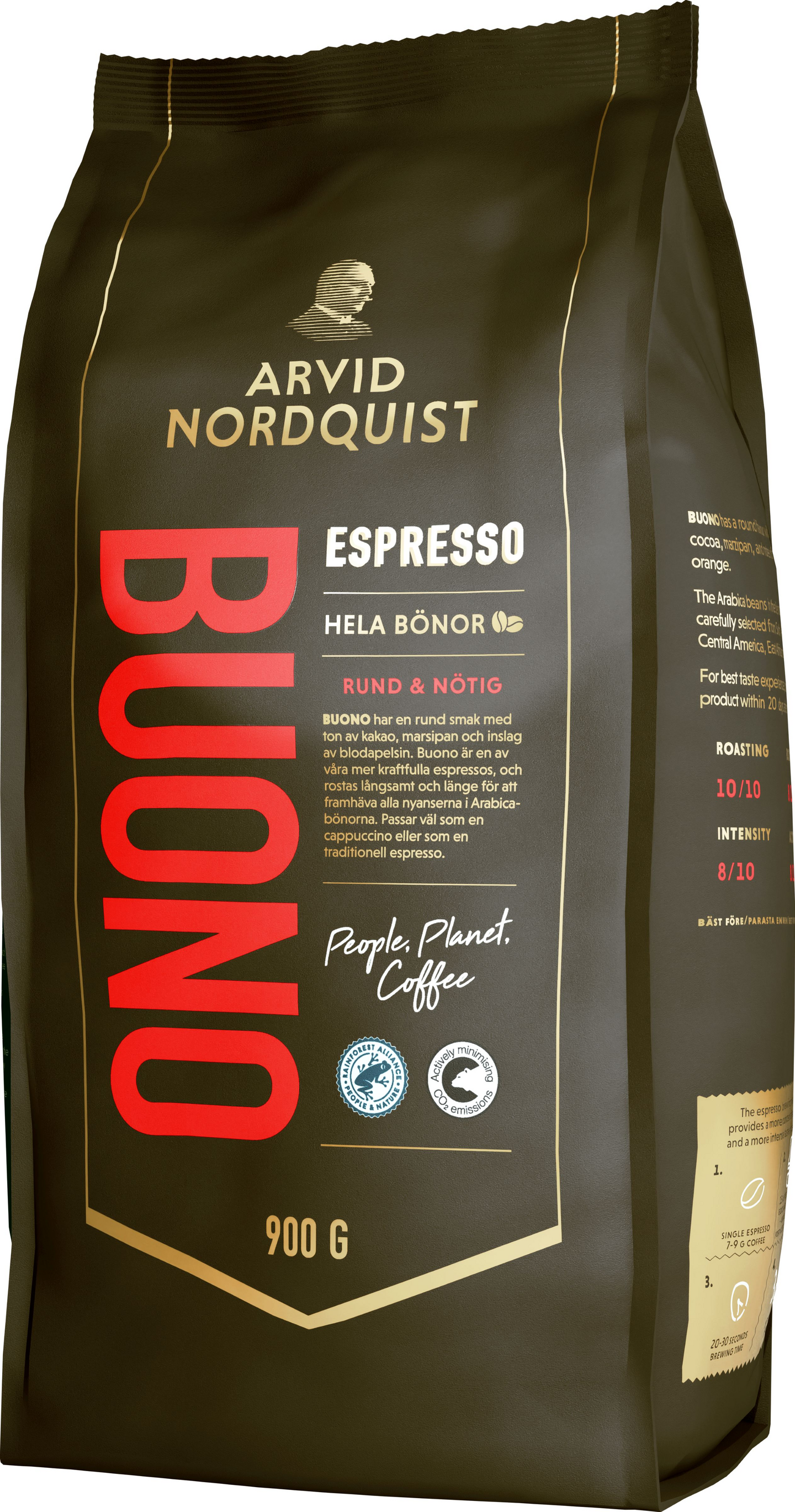 Arvid Nordquist 900 g Espresso Buono kokonaiset pavut rfa