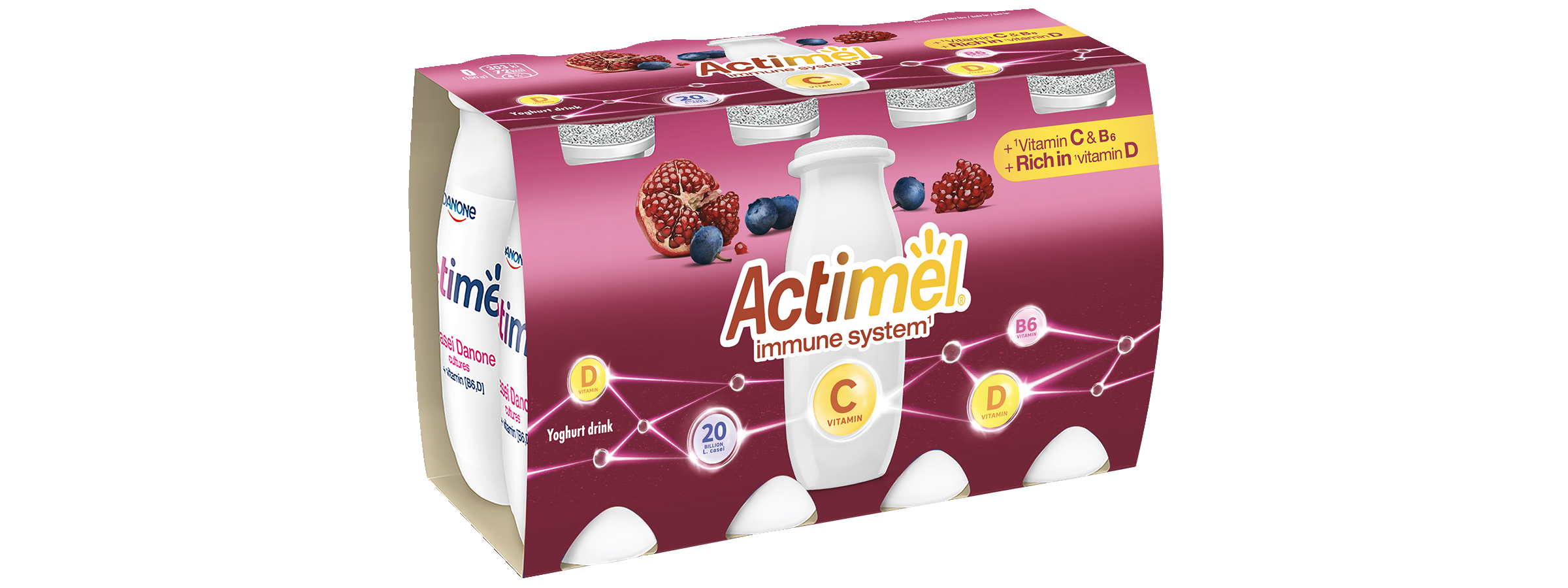 Danone Actimel jogurttijuoma 8x100g mustikka-granaattiomena