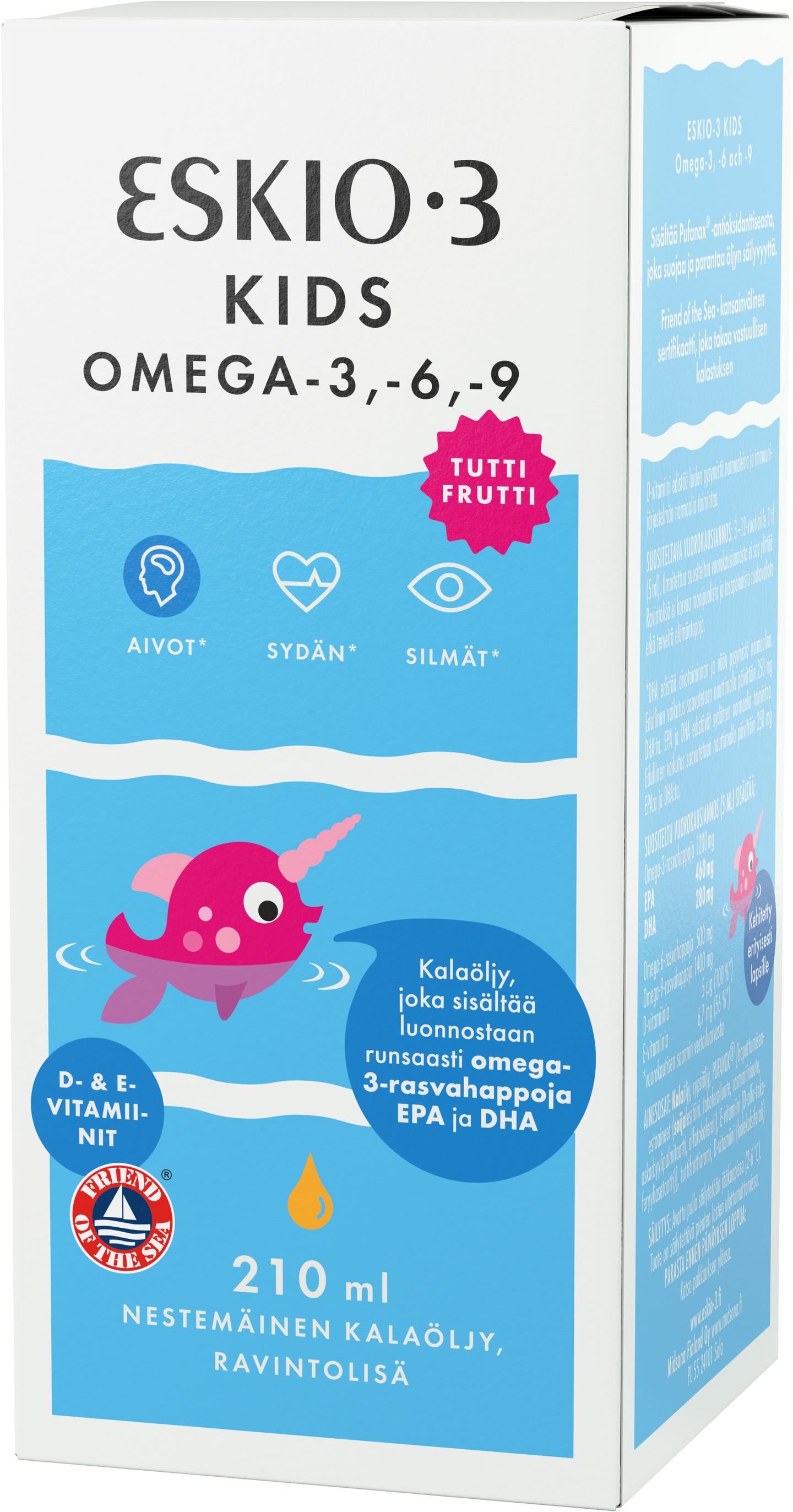 Eskio 3 Kids Omega 3-6-9 nestämäinen kalaöljy 210ml TuttiFrutti