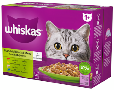 Whiskas 1+ suosikit lajitelma hyytelössä 12x85g