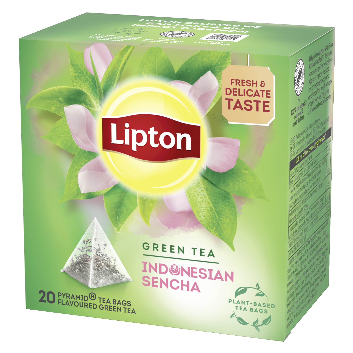 Lipton Green Tea maustettu vihreä tee 20 pyramidipussia 36g