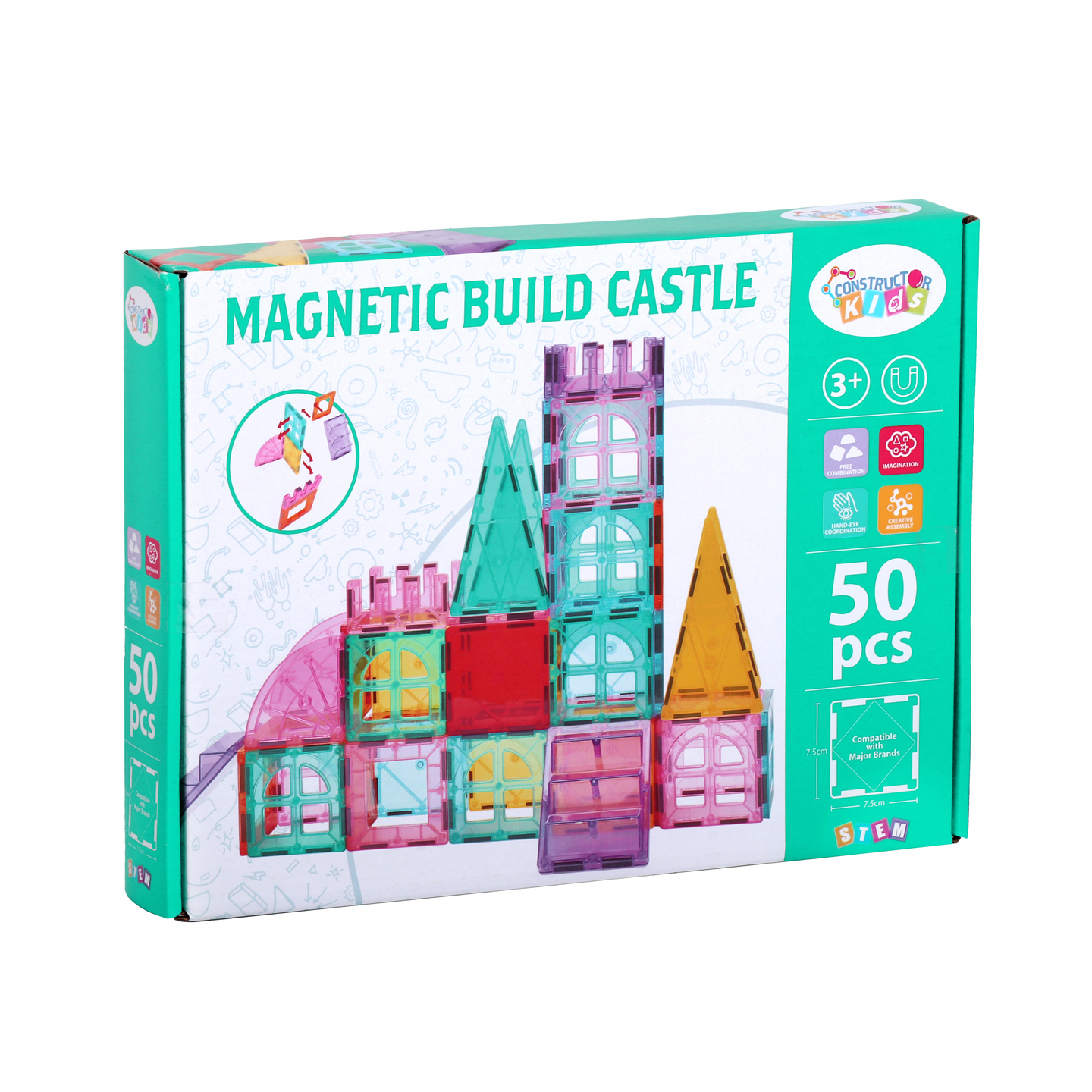 CONSTRUCTOR KIDS Magneettileikkisetti linna 50 osaa