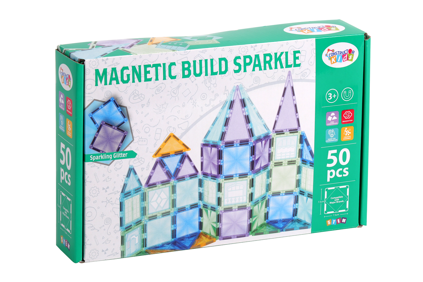 CONSTRUCTOR KIDS MAGNETIC SPARKLE 50 PCS