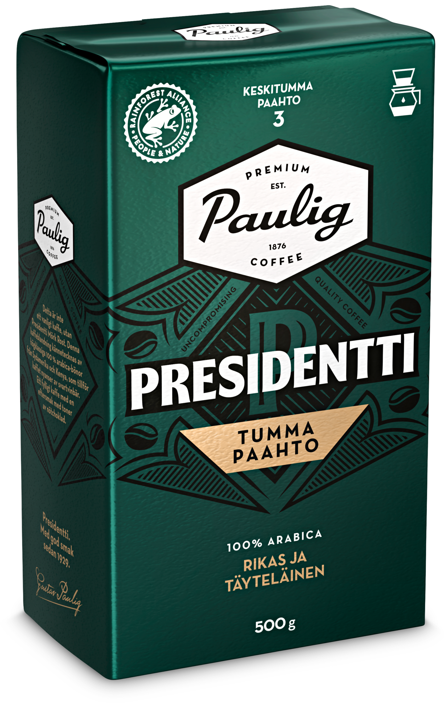 Presidentti Tumma Paahto kahvi 500g suodatinjauhettu