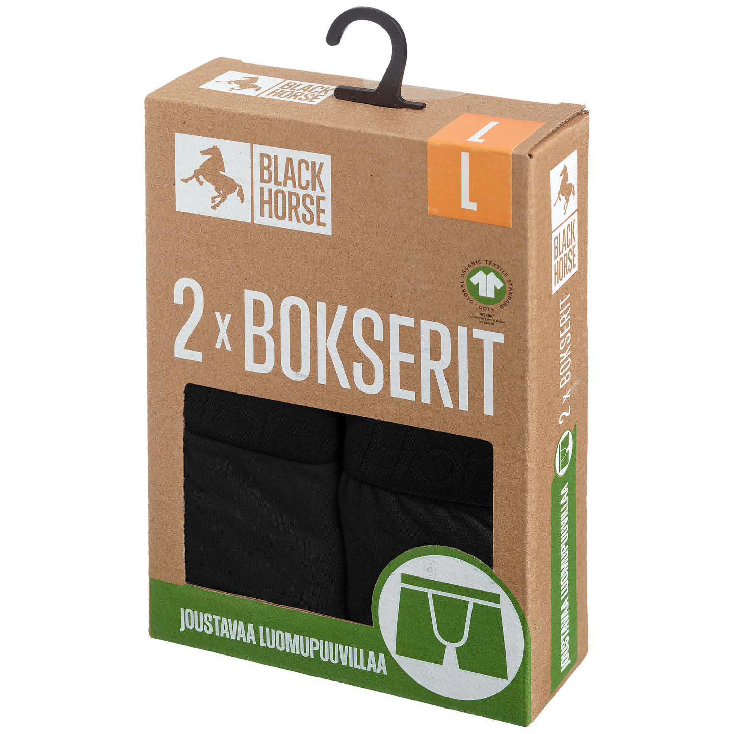 Black Horse bokserit I52782 2kpl/pkt, musta