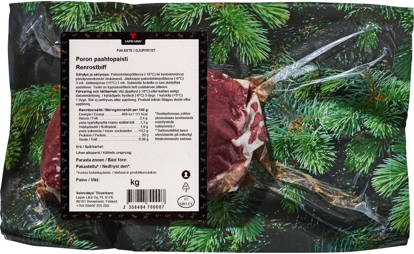 Lapin Liha poron paahtopaisti n. 250 g pakaste