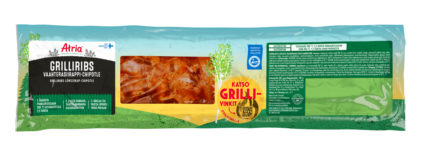 Atria Grilliribs Vaahterasiirappi-Chipotle n. 600 g