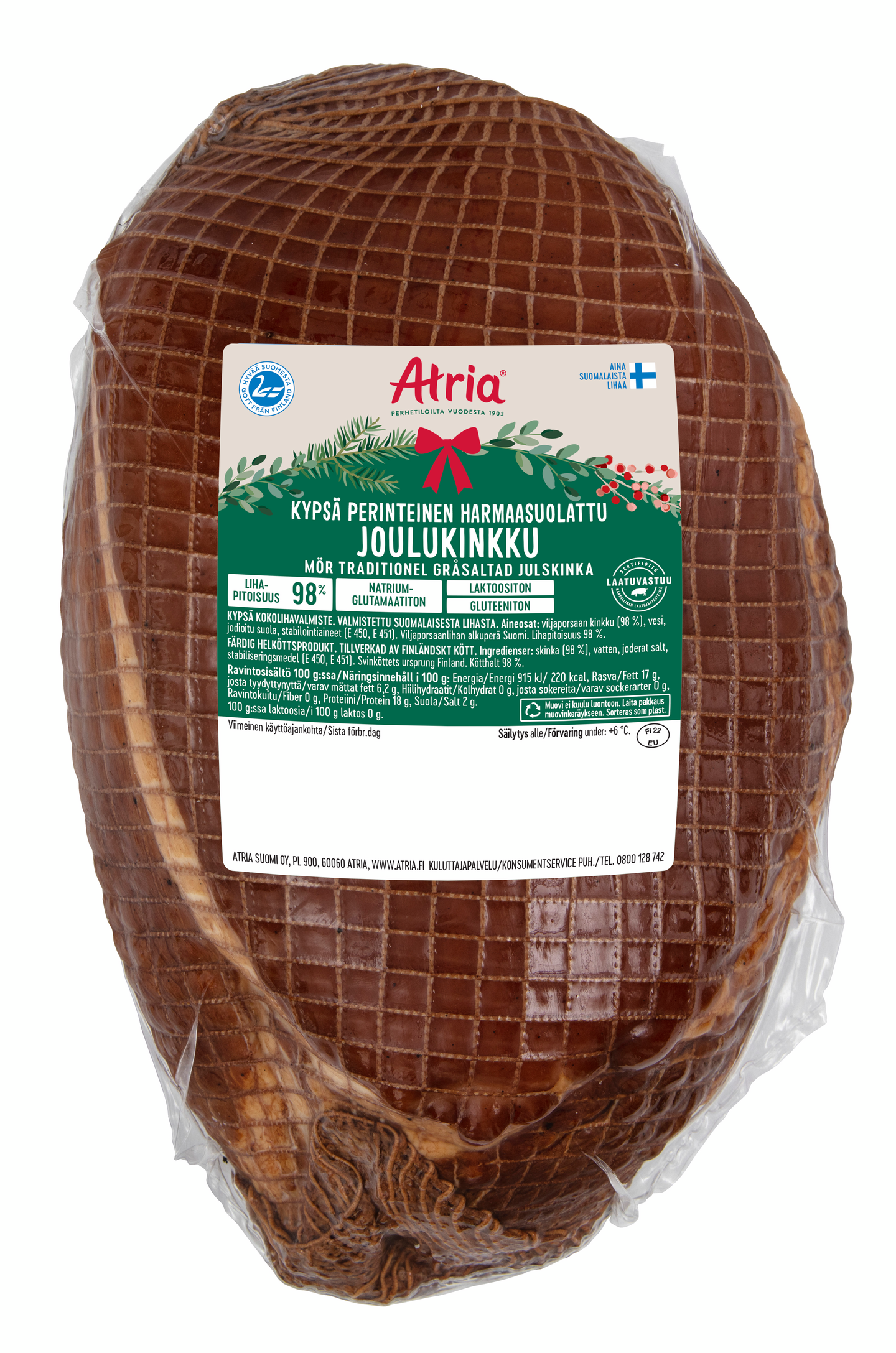 Atria Kypsä Perinteinen harmaasuolattu Jjulukinkku n. 3 kg