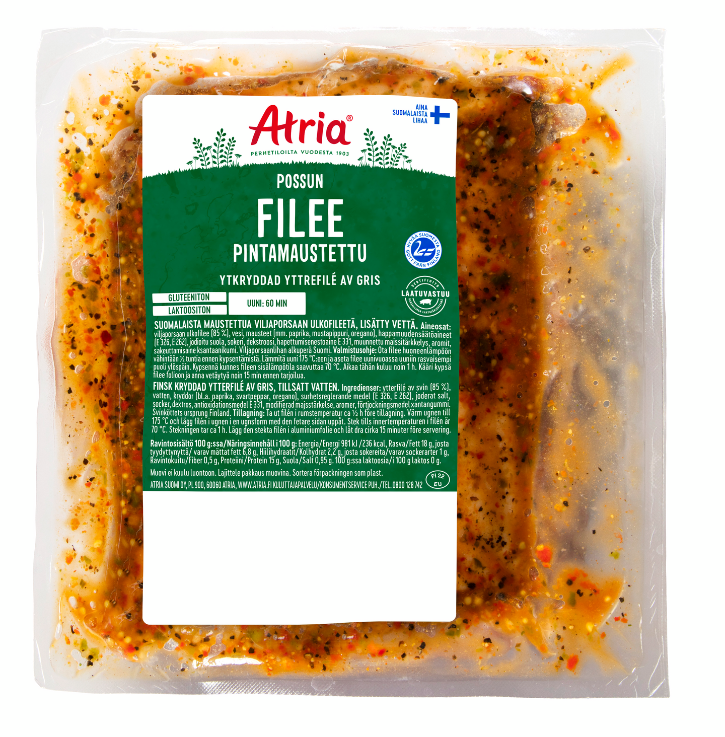 Atria Viljaporsaan filee pintamaustettu n. 1,2 kg