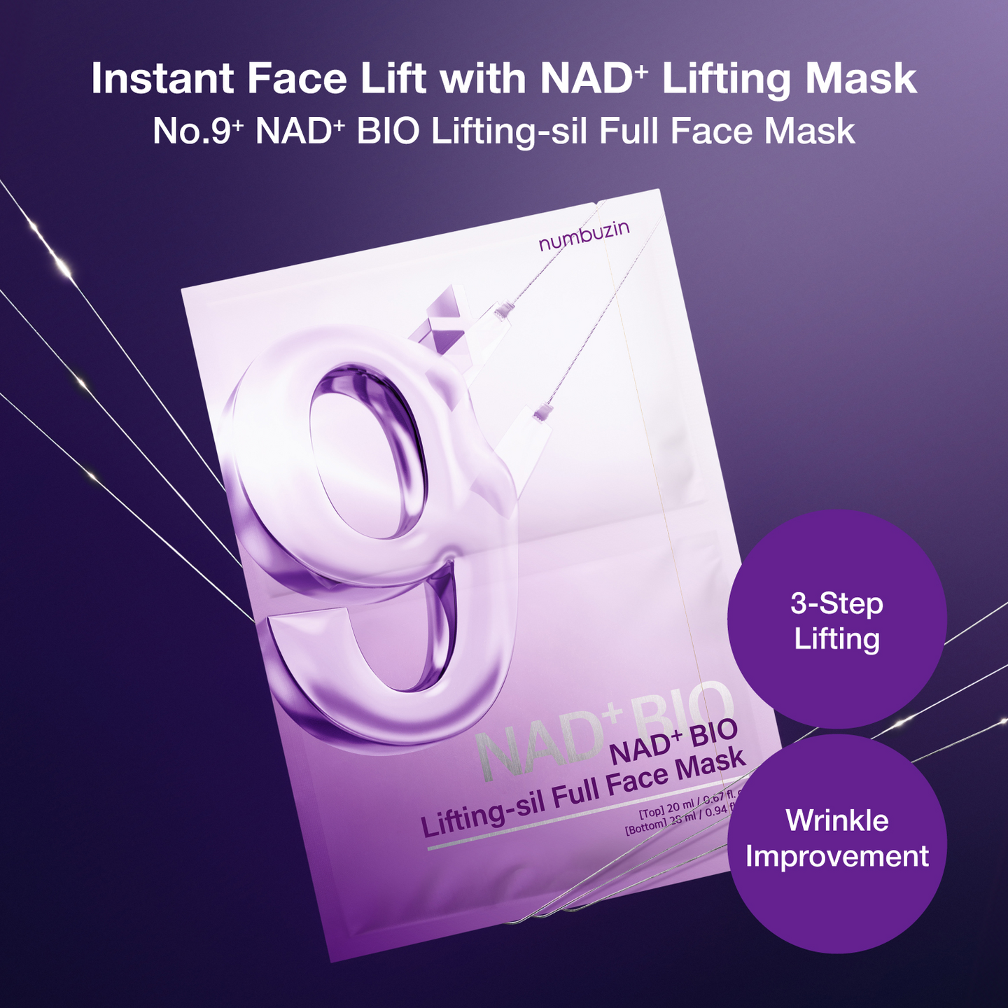 Numbuzin No.9 NAD+ Bio Lifting-sil Full Face kangasnaamio 4kpl