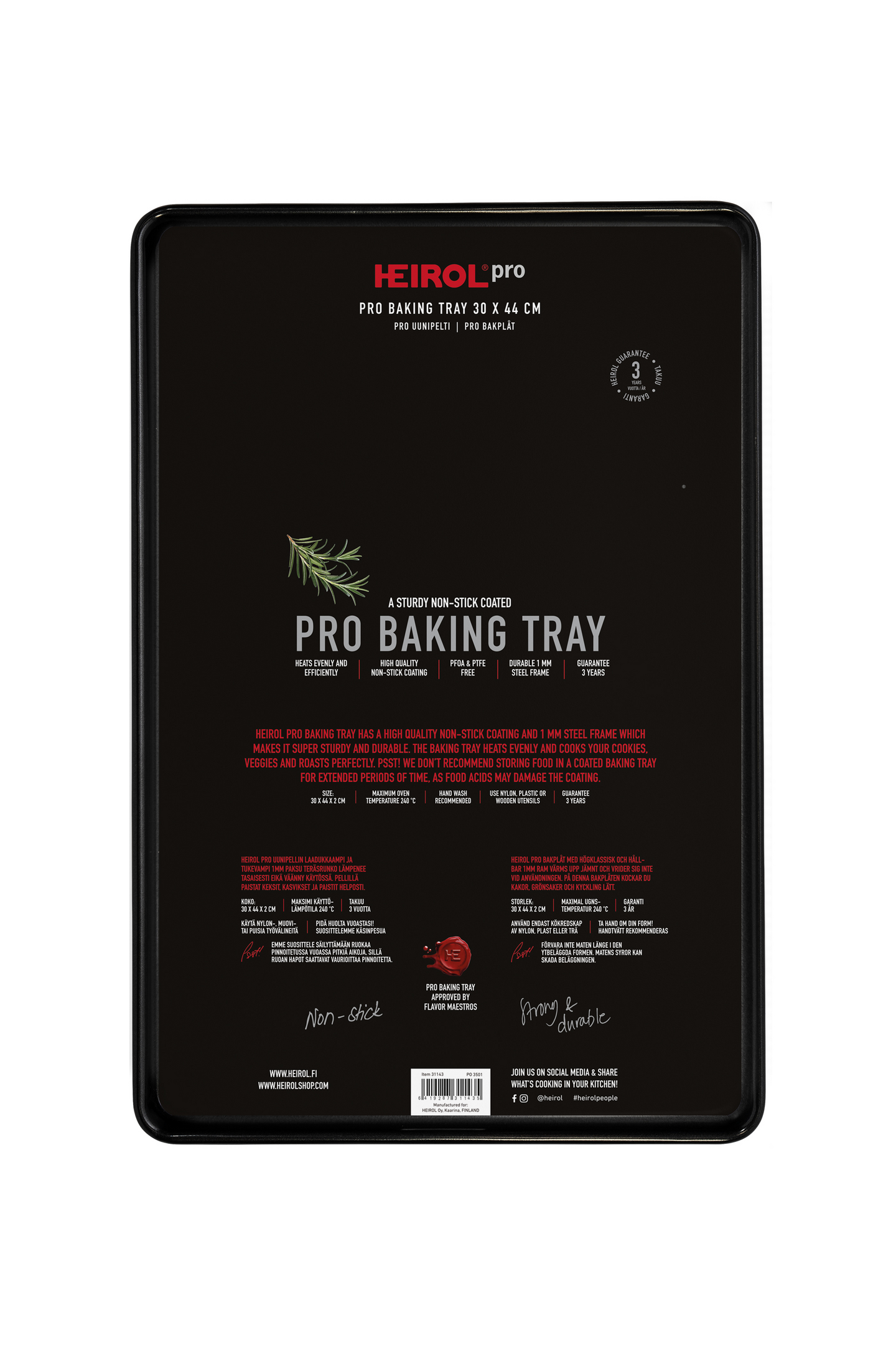 Heirol uunipelti 30 x 44 cm pinnoitettu